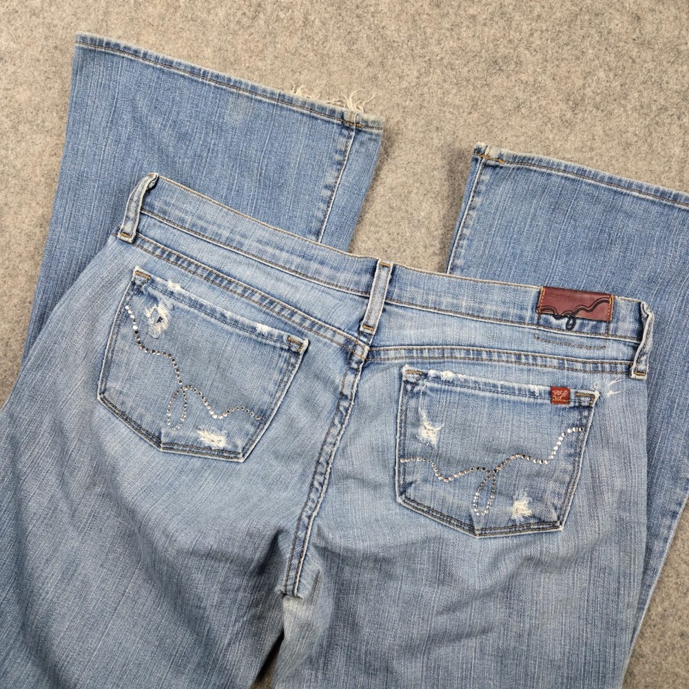 Y2K Blue 2 Jeans Womens 30 Blue Flare‎ Leg Low Rise Distressed Denim Light Wash
